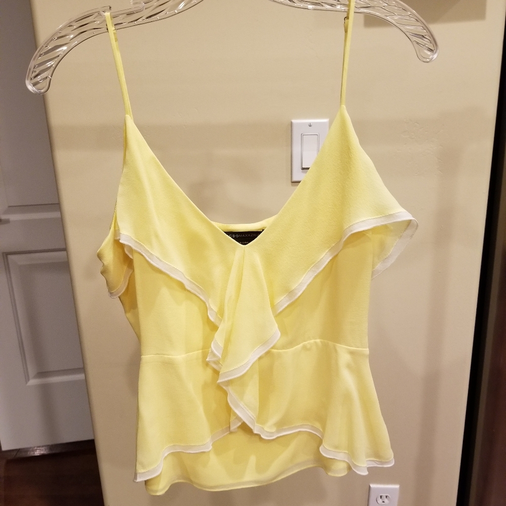 BCBG Paris Silk Light Yellow Layered Camisole